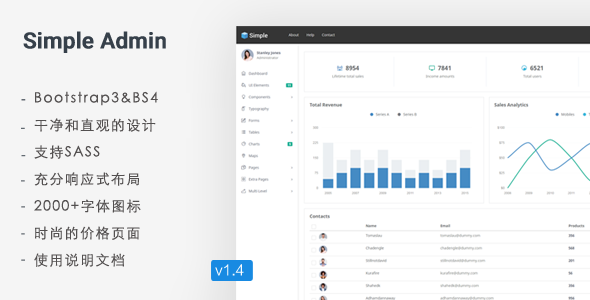 响应式设计式Bootstrap4简约后台管理Html5模板网站管理系统模板